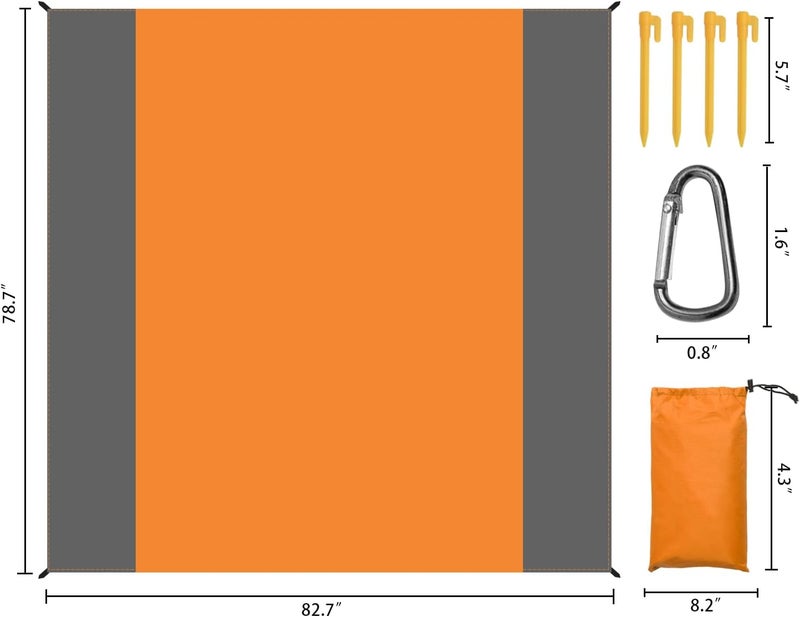 Wind Tour Waterproof Camping Tarp Lightweight Multifunctional Tent Footprint for Camping, Hiking Backpacking, Compact Tent Tarp Ground Sheet Mat for Ground or Under Tent（78.7" x 82.7" | Orange） - Image 2